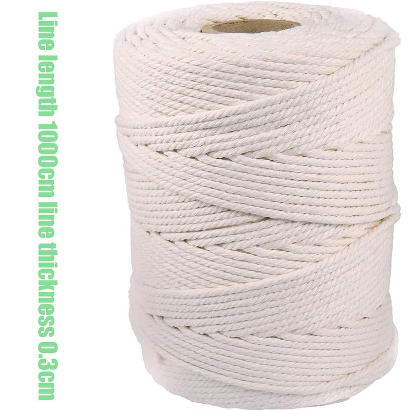 Twine Beige String, 100 Meters 3mm Diameter, Cotton Rope Macrame