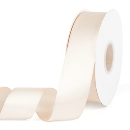 YBLANDEG - Cinta de satén de color blanco crema de 1-1/2 pulgadas x 50 yardas, cinta de tela de poliéster de doble cara para envolver regalos, bodas, fiestas, cabello, manualidades, lazos, adornos de