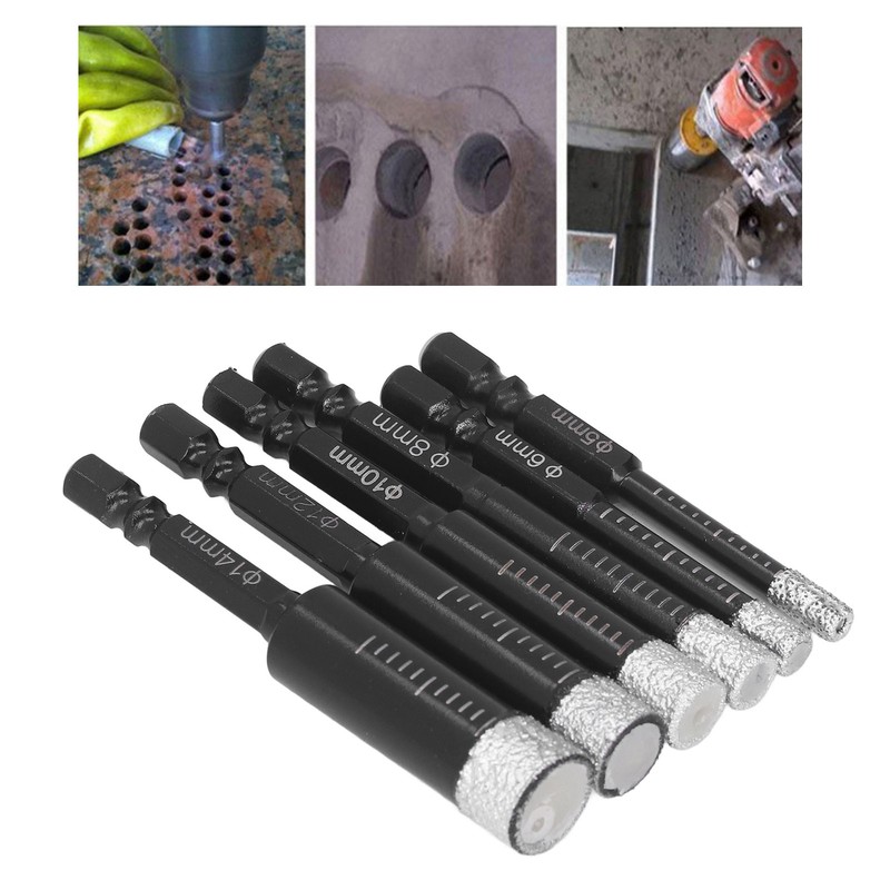 6Pcs/Set Dry Diamond Drill Bit Tile Marble Drills for Porcelain