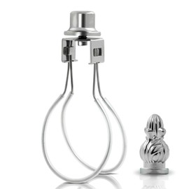 Lamp Shade Light Bulb Clip Adapter,Lamp Shade Holder with Cap Knob Finial and Silicone Levelers,Clip on Lampshade Adapter to Keep Lamp Shade in Place (Silver)
