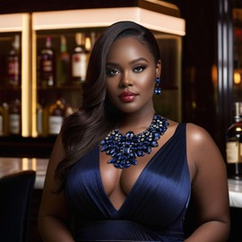 Flyonce Bridal Jewellery Set for Wedding Women, 8 Colors Navy Blue Rhinestone Crystal Costume Statement Necklace Earrings for Banquet, Prom