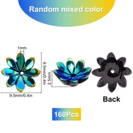 SUNNYCLUE 160 Pcs Random Color Resin Bead Cap Flower Seat Washer Beads Resin Beads Cap Flower Shape Chrysanthemum Hollow Cap Watermark Parts Shiny Spacer Beads Charm Accessory Parts Flower Bead Cap