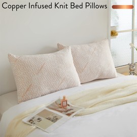 Dearfoams Copper Infused Knit Bed Pillows, Standard/Queen Size 20"x28", 2 Count