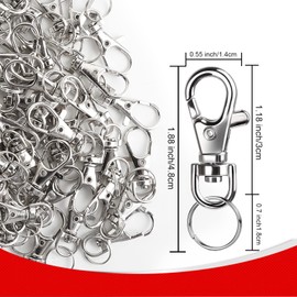 120Pcs Key Chain Hoop Key Ring, LEOBRO 60PCS Metal Lobster Claw Clasp Swivel Lanyard Snap and 60PCS Keyring Jump Ring for Keychains, Jewellery Making, Lanyard, Key, Charm, Art Crafts