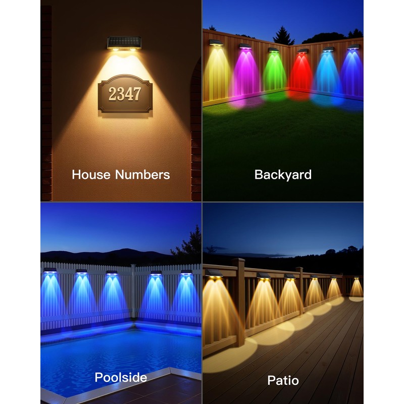 KEILAIMO Solar Fence Lights Outdoor, 12 Pack IP65 Waterproof Fence