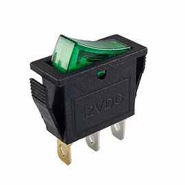 12V 16A 3-Pin Rocker Switch Car Rocker Switch Green Illuminated On/Off