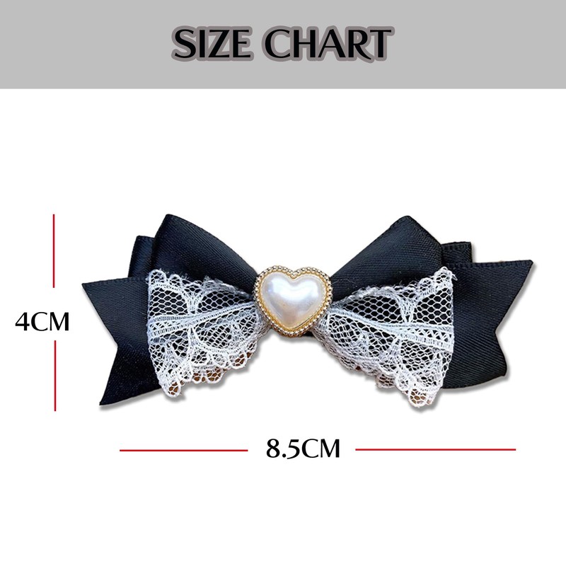 Heart Shaped Pearl Lace Ribbon Clips, Set of 2, Lavender