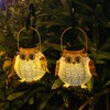 2 Pack Hanging Solar Lanterns - Garden Light Waterproof Metal