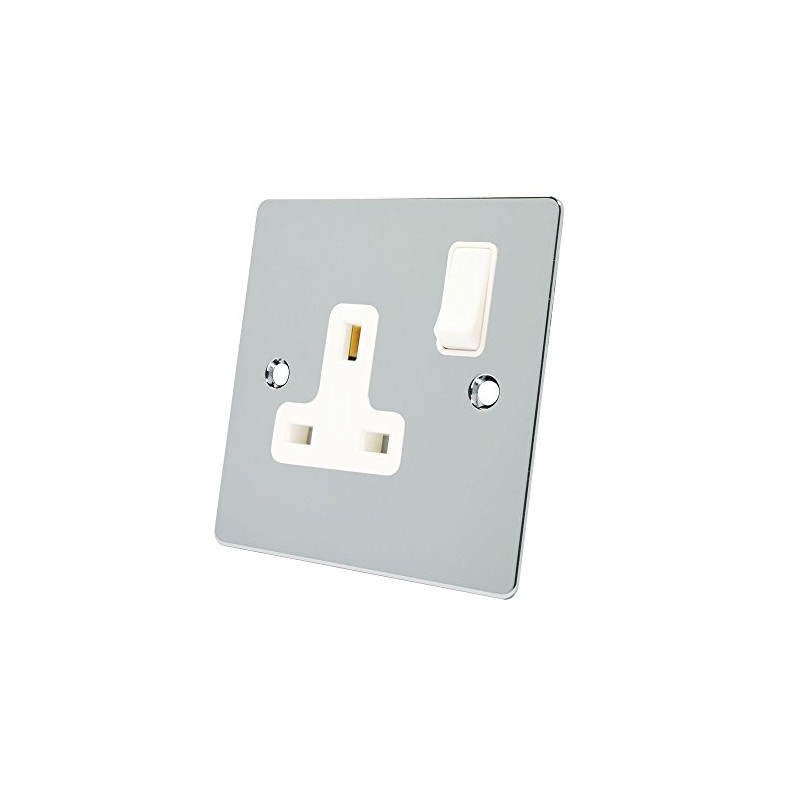 Alliance Electrical FPC1GSOCWH Polished Chrome Flat 1 Gang White Insert