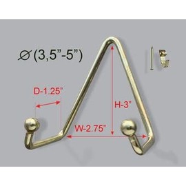 Brass Plate Hanger, Displays Plates on Wall Size 3.5" to 5" in Diameter