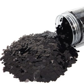 TWINKLING Holographic Glitter, Chunky Glitter, Glitter Sequins, Body Glitter face Glitter for Slime Body face Art Resin Epoxy Craft, Nail Art, Makeup, Tumblers Slime,3mm,100g (Black)