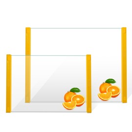 LANGBOHOS 2 PCS Tempered Glass Cutting Board for Kitchen with Silicone Handle-Non Anti slip and Easy to grip,Dishwasher-Safe, Ideal for Kitchen and Serving Tray (Yellow-12 * 8"&16 * 12")