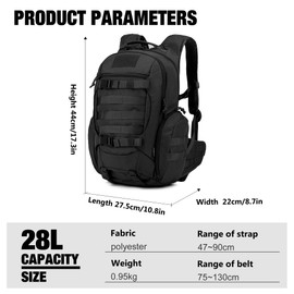 Mardingtop Tactical Backpack for Men,Military Molle Hiking,Motorcycle Backpack，28L EDC