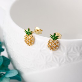 POPLYKE Lotus/Horseshoe/Pineapple/Fox Stud Earrings 925 Sterling Silver Earrings Women Gifts for Women, Zircon, Zircon