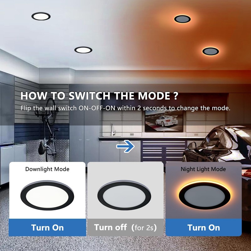 CycevSun 6-Pack 8 Inch LED Black Recessed Lights with Night
