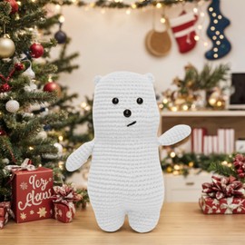 EyheeKnit Kids Crochet Kit for Beginners, Crochet Starter Kits, Crochet Animal Kit Learn to Crochet Kits, Easy Knitting for Beginners Kit with Video Tutorials, White Nerdy Bear