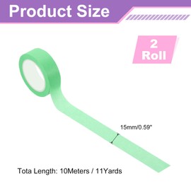 sourcing map 2 Rolls Colored Washi Tape, 11 Yards x 0.6" Colored Masking Tape Painters Tape, Decorative Masking Tape for Arts & Crafts Labeling DIY Scrapbooking Gift Wrapping, Bright Green