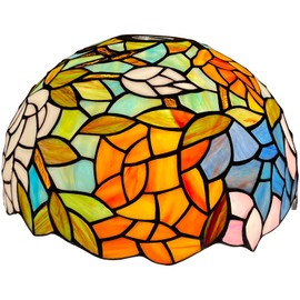 Capulina Tiffany Lamp Shade 12 Inches Wide Accessories Replacement Wisteria Style Stained Glass Lampshade for Torchiere Floor Lamp and Pendant Light