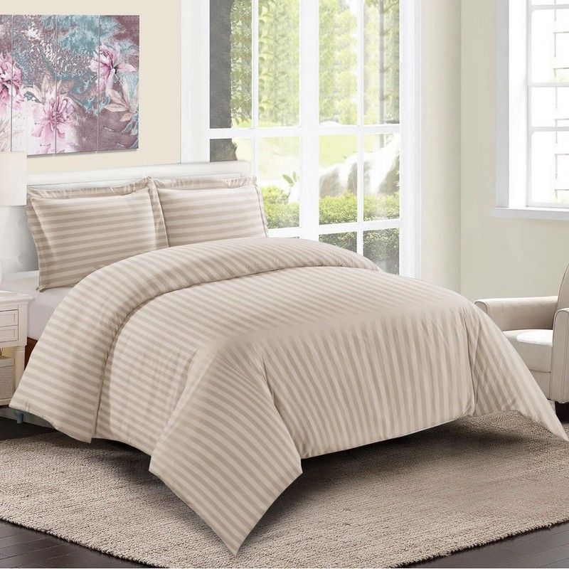 Imperial Rooms Single Duvet Cover Set Reversible Stripes Satin Bedding