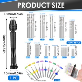 59 PCS Hand Drill Bits Set, with 0.25-3.2mm Precision Pin Vise Hobby Drill 48 0.25-3mm Micro Twist Drills 10 0.1-1mm PCB Mini Drills for Resin Clay Woodworking Jewelry Craft Carving DIY Model Making