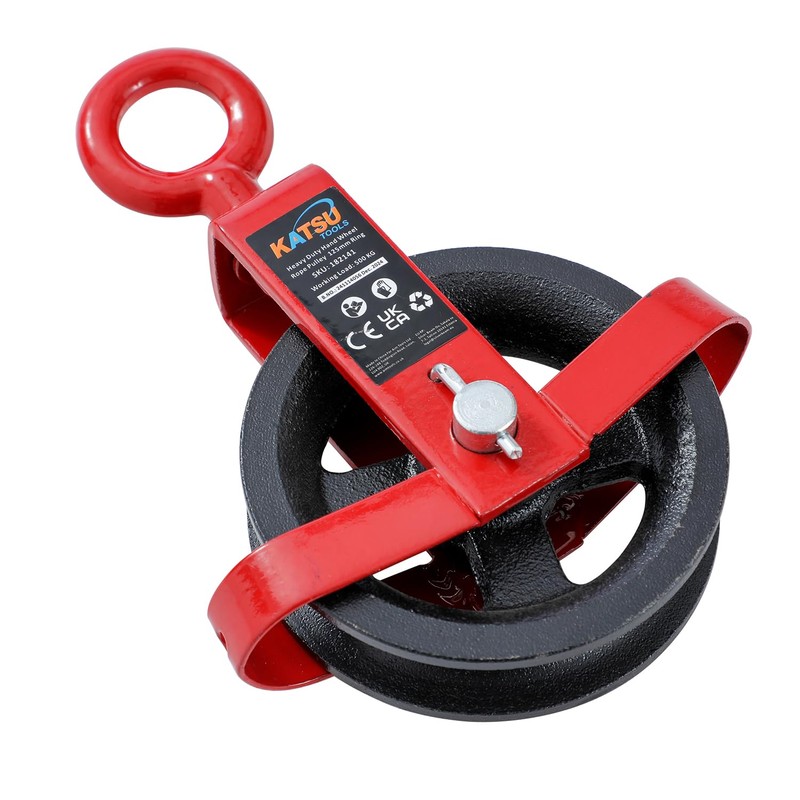 KATSU Tools Gin Wheel 125mm with Swivel Eyebolt Scaffolding Pulley