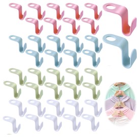 Heatunk Multicolor Clothes Hanger Connector Hooks - Space-Saving Organizer for Wardrobe and Closet - 40 Pcs