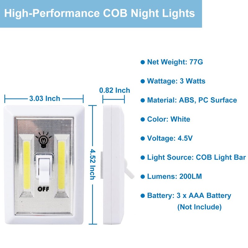 LINLUX Battery Operated Switch LED Lights, Portable Tap Light, Push