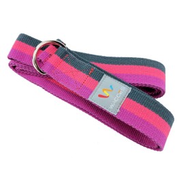 Wacces D-Ring Buckle Cotton Yoga Straps Bands - Best for Stretching (Rose-Pink-Black, 8 ft)