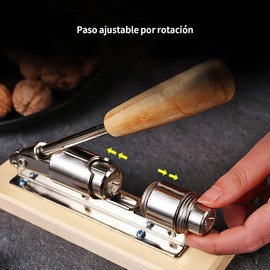 Cascanueces Mecánico para todas las nueces,Herramienta ajustable para nueces, avellanas,Quebrador de Nueces ，Casador Manual de Cascanueces Frutos Secos Alicates Herramienta con base de madera y mango de madera