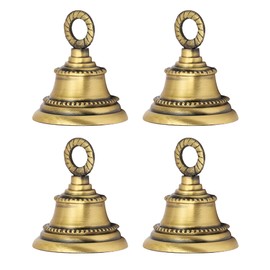 Indian Brass Bells Jingle Bells for Home Door Décor, Crafts, Chimes, Christmas Décor, Cow Pet Bells Christmas Craft Bells for Christmas Decorations (4, Classic)