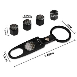 Checkerboard Tyre Valve Caps (4PCS) with Wrench Keychain (1PC), Universal Dust Caps for Car Tyres Stem Covers for Car SUV Truck Motorcycle Bike