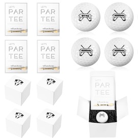Daileeby 4 Sets Groomsman Proposal Gift Box with Golf Balls, Bamboo Tees, and Invitation Cards - Wedding Gifts for Groomsmen, Best Men, Golf DIY Gift Set, Black, White