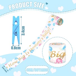 Baby Shower Games Set - Tummy Measuring Tape & Mini Clothespins, How Big Is Mommys Belly & Don't Say Baby Games for Shower Party Favors (Blue)