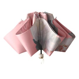 SFDRANVEX Umbrella for Women - 8 Ribs Manual Compact Travel Umbrella, UV Protection Sun & Rain Windproof with Vintage Floral Print, Foldable Lightweight Design (MULTI-FLOWEROCEAN)