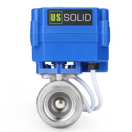 U.S. Solid válvula de bola motorizada, válvula de bola de acero inoxidable de 3/4 pulgadas con puerto completo, 9-24 V CA/CC y configuración de retorno automático de 2 cables, normalmente abierta