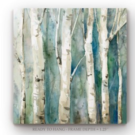 Renditions Gallery Nature Wall Art for Living Room White River Birch Trees Canvas Hanging Artwork for Bedroom Dinning Office Kitchen Decor - 40"x40" LT34