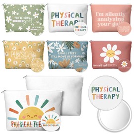 Shinylin 14 Pcs Physical Therapy Gifts for Women 7 Physical Therapist Makeup Bags 7 Compact Mirror Occupational Inspirational Cosmetic Bags Appreciation Gifts for Assistant Doctor Nurse Birthday