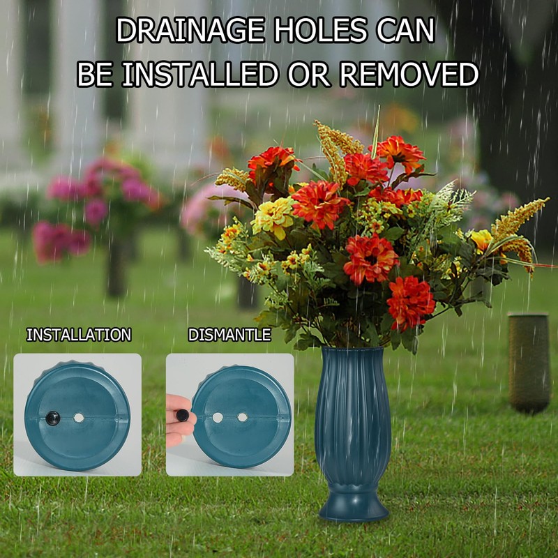 Cemetery Grave Vase for Fresh/Artificial Flowers, Memorial Flowers Holders with