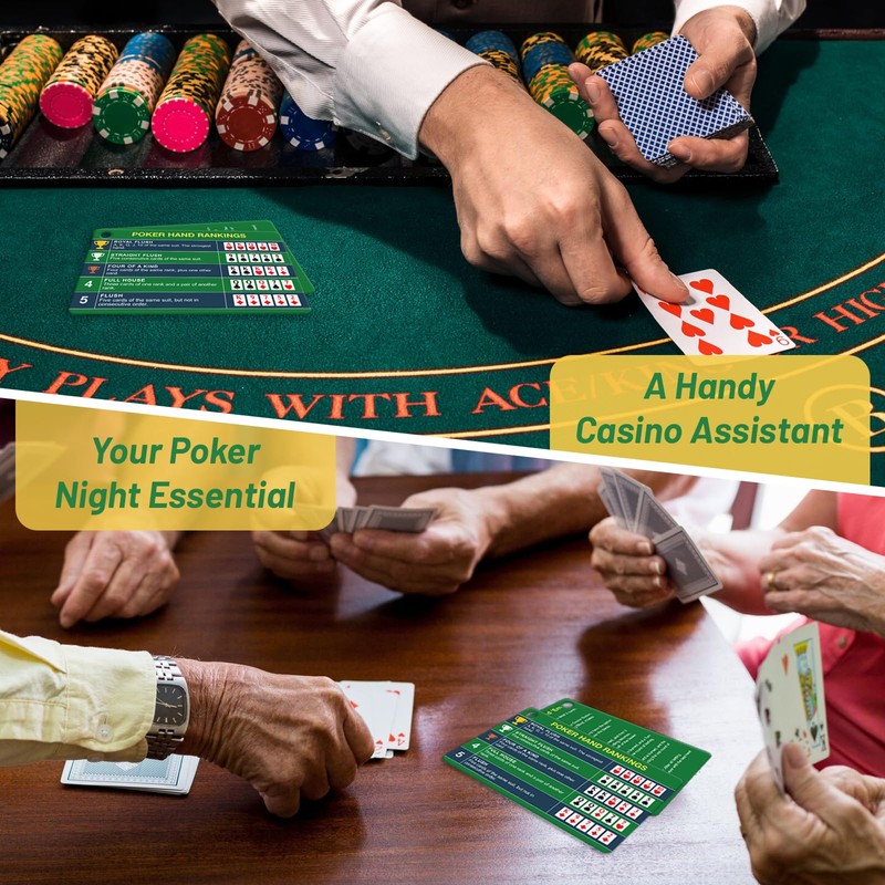 Epkoxlx 4-Pack (8 Cards) Poker Hand Rankings Cards Set with