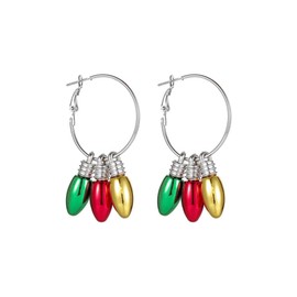 Christmas Crystal Earrings for Women Creative Colorful Light Bulb Santa Claus Sparkly Rhinestone Cubic Zirconia Beaded Dangle Drop Earrings for Xmas Party Festival Holiday Fashion Jewelry Gifts (Bulb hoops)