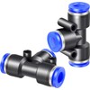 TAILONZ PNEUMATIC Blue Tee 3-Way - 8MM Tube OD Push-to-Connect