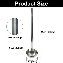 Auvotuis 4 Oz Stainless Steel Ladle, 3 Pcs, 11.8" Long Handle Length