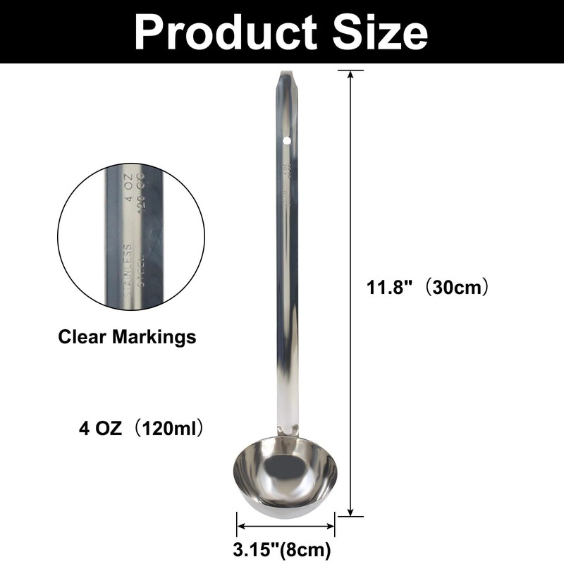 Auvotuis 4 Oz Stainless Steel Ladle, 3 Pcs, 11.8" Long