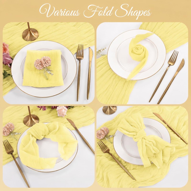100 Pack Yellow Cheesecloth Napkins 20x20 Inch Cloth Napkins Bulk