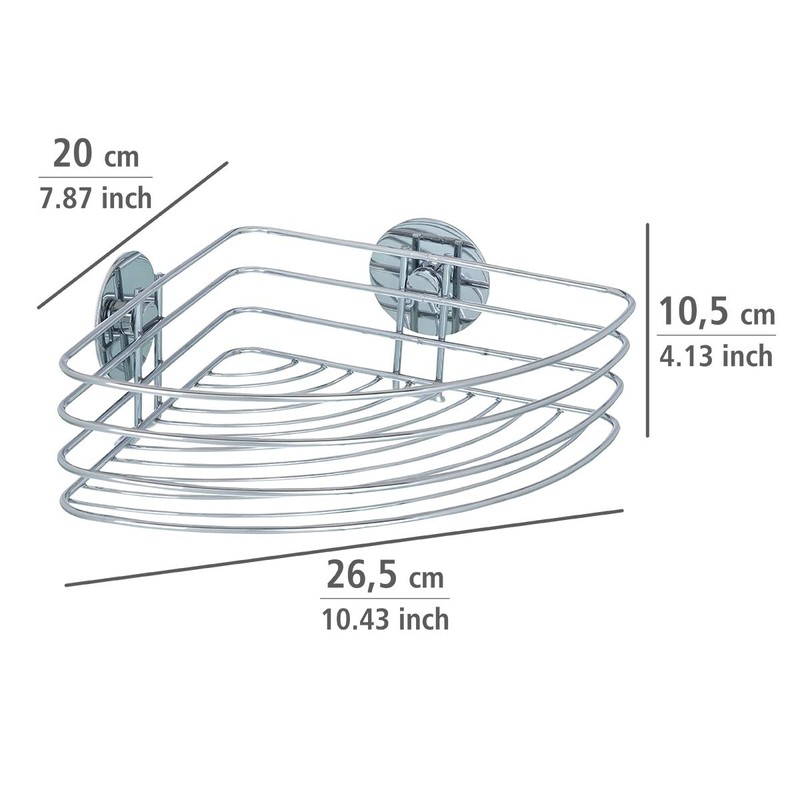 WENKO 18913100 Turbo-Loc corner shelf - fixing without drilling, Steel,
