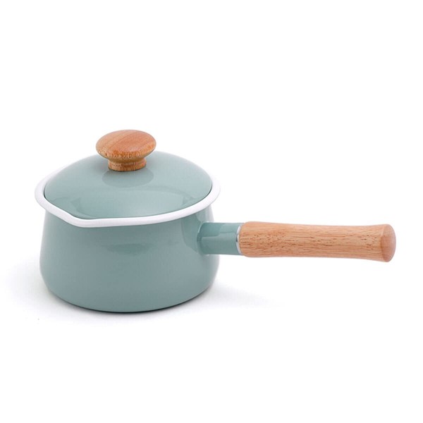 Fuji Hollow Milk Pan with Lid, 5.9 inches (15 cm), 0.4 gal (1.2 L), Induction Compatible (Mint Green)