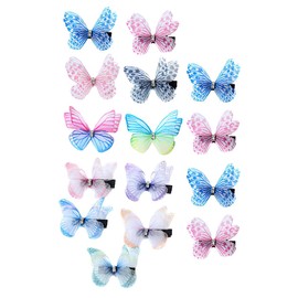 FOMIYES 15pcs Mini Butterflies Hair Clips Sheer Double Layer Hair Accessories for Girls and Women Decorative Barrettes for Weddings Parties and Cosplay Random Color