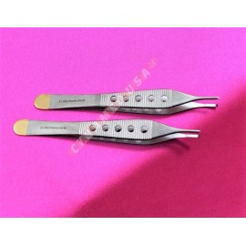 CYNAMED USA 2 PCS ADSON FINE TISSUE PLASTIC SURGERY FORCEP 1X2T W/ FENESTRATED GOLD HANDLE