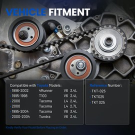 SYKRSS TKT-025 Engine Timing Belt Kit with Water Pump Compatible with Toyota 1996-2002 4Runner, 1995-1998 T100, 1995-2004 Tacoma, 2000-2004 Tundra