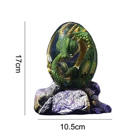 KKPLZZ Crystal Lava Dragon Eggs, Mysterious Dinosaur Eggs with Display Base, Transparent Crystal Resin Ornaments, Dragon Egg Ornaments for Desktop Decor